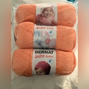 Bernat Softee Baby Yarn Three Skeins in Cantaloupe Melon Color